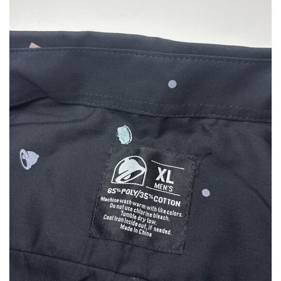 Taco Bell Black Button Down Merch Employee Shirt Hot Sauce Graphic AOP Men's Xl - Picture 7 of 7